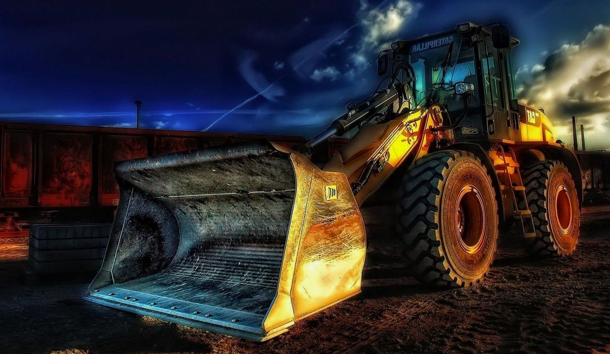 Wheel loader with a large bucket on a construction site