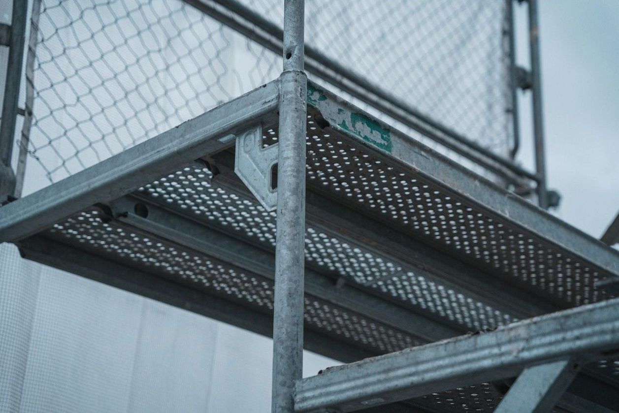 Scaffolding detail on a building renovation site